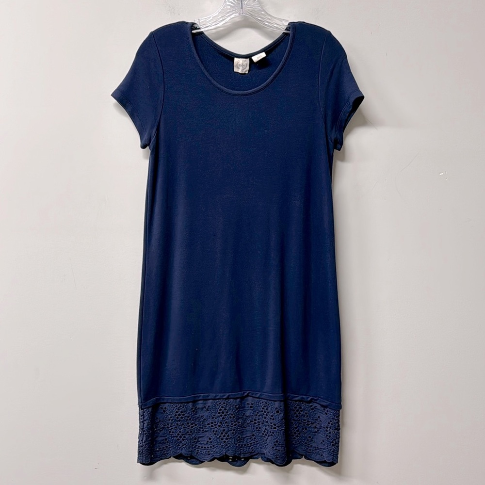 The Prairie by Rachel Ashwell Dress Short Sleeve Knee Length Scalloped crochet